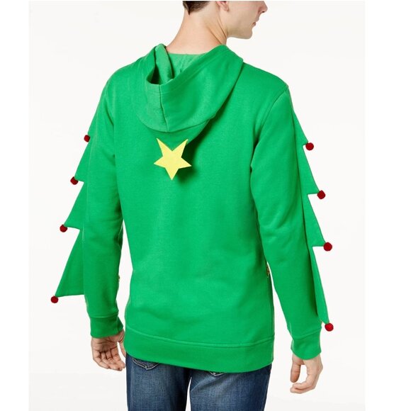 American Rag Unisex L Christmas Tree Hoodie Tinsel Pom Poms Ugly Sweater - Picture 1 of 9